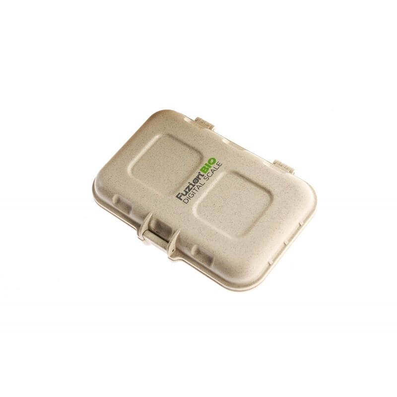 Duurzame beige behuizing van de Fuzion Bio 20g weegschaal, biedt bescherming en draagbaarheid.