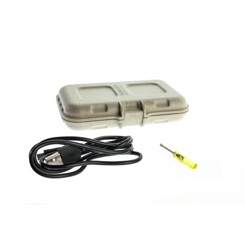 Fuzion Bio weegschaal met USB-kabel en schroevendraaier, perfect voor onderhoud en capsuleproductie.