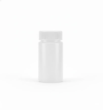 Transparant kunststof buisje van 20 ml met witte schroefdop, ideaal voor het bewaren van vloeistoffen en kleine materialen.