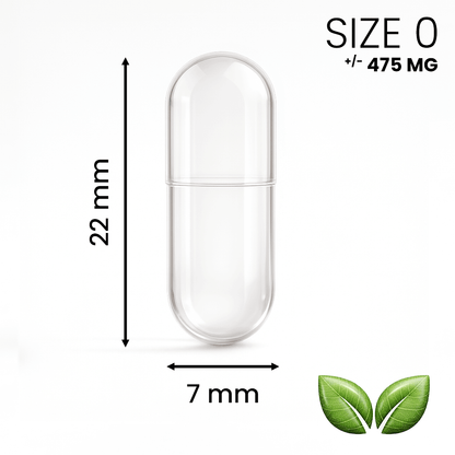 Lege capsule maat 0 transparant – meest gebruikte standaard capsule