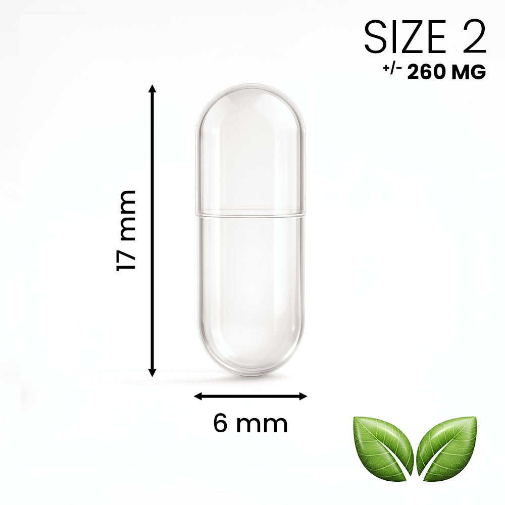 Lege capsule maat 2 transparant – compacte capsule voor lagere dosering