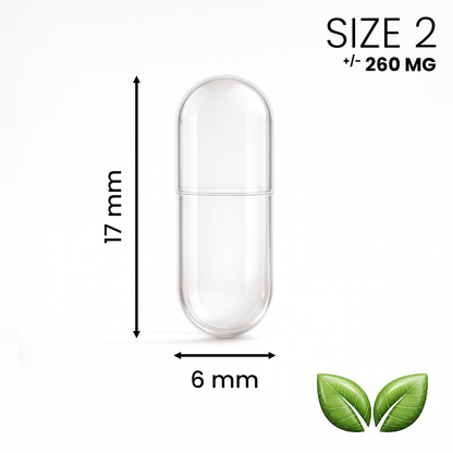 Lege capsule maat 2 transparant – compacte capsule voor lagere dosering