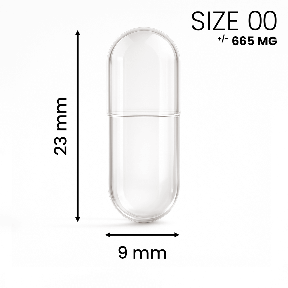 Lege capsule maat 00 transparant – grote capsule voor zelf supplementen vullen