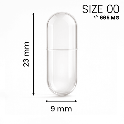 Lege capsule maat 00 transparant – grote capsule voor zelf supplementen vullen