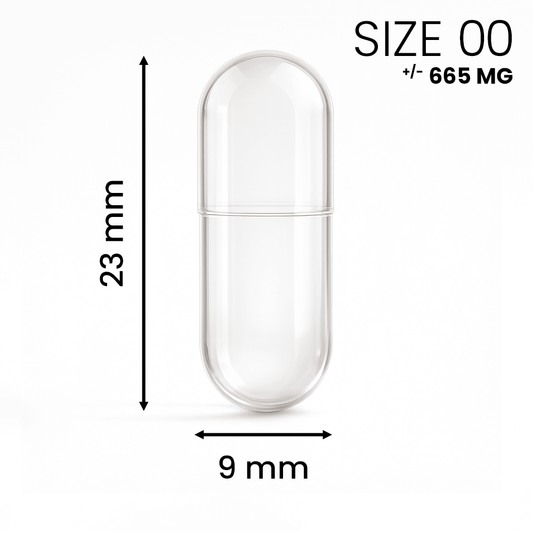 Lege capsule maat 00 transparant – grote capsule voor zelf supplementen vullen