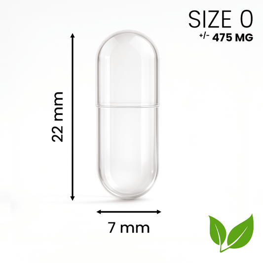 Vegetarische lege capsule maat 0 transparant – populaire HPMC standaardmaat