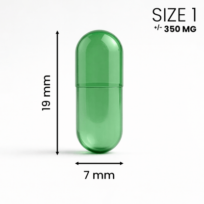 Groene Lege capsule maat 1 transparant – middelgrote capsule voor nauwkeurige dosering