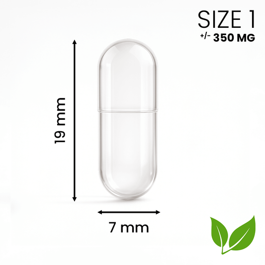 HPMC capsule maat 1 leeg – gebalanceerde vegetarische capsule in handzaam formaat