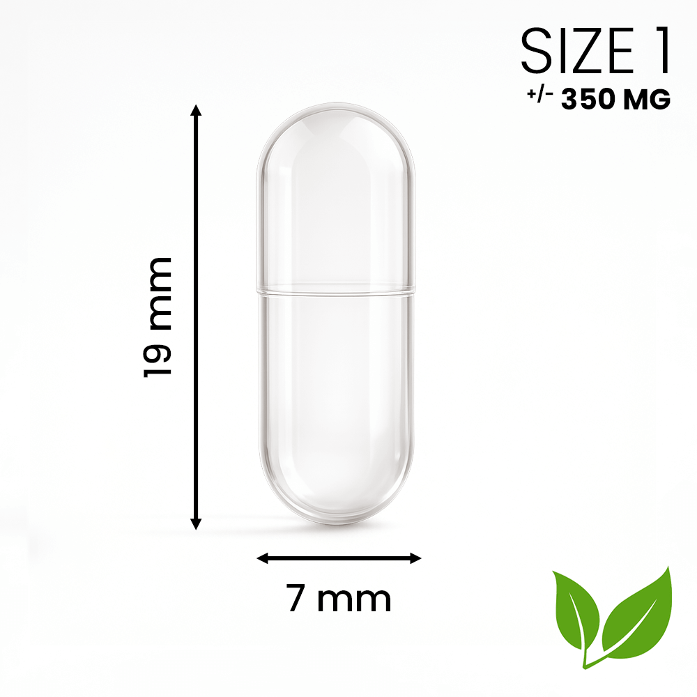 Vegetarische lege capsule maat 0 transparant – populaire HPMC standaardmaat