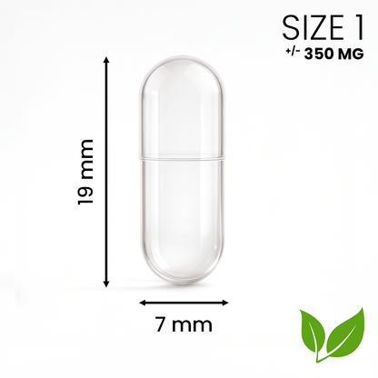 Vegetarische lege capsule maat 0 transparant – populaire HPMC standaardmaat