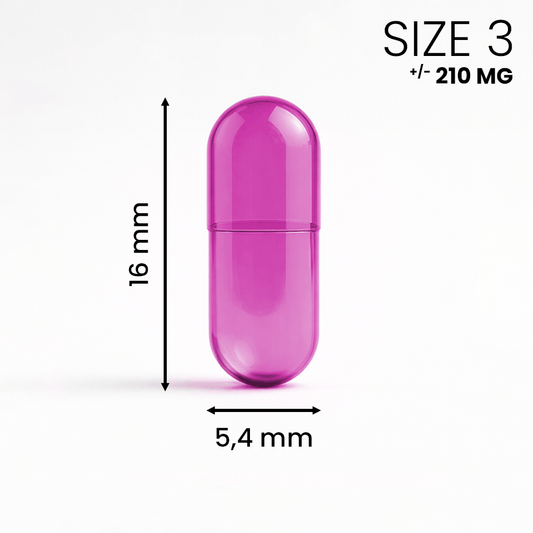 Lege capsule maat 3 roze – kleine capsule voor lichte supplementen