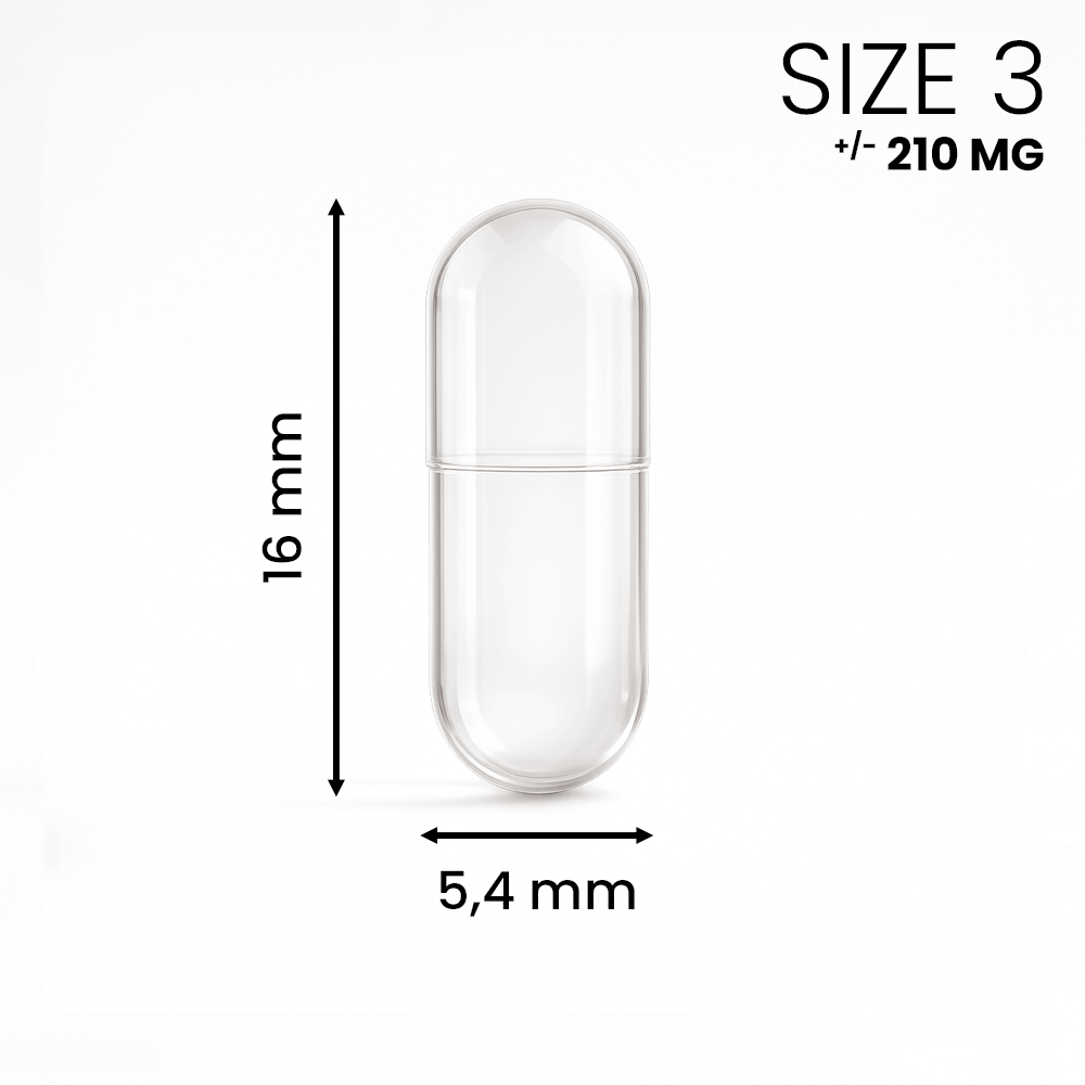 Lege capsule maat 3 transparant – kleine capsule voor lichte supplementen