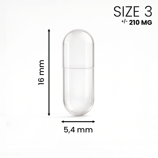 Lege capsule maat 3 transparant – kleine capsule voor lichte supplementen