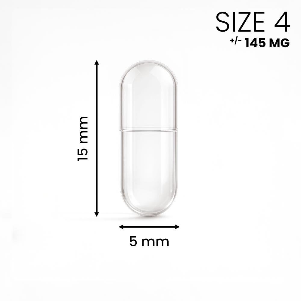 Lege capsule maat 4 transparant – zeer kleine capsule voor lage doseringen