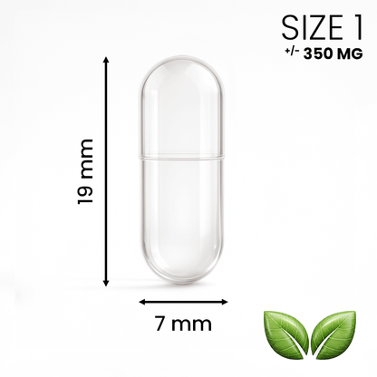 Lege capsule maat 1 transparant – middelgroot formaat voor supplementen