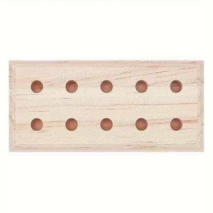 Voorzijde houten capsulehouder voor lege capsules